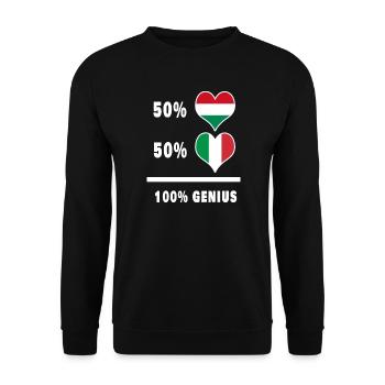 Italien und Ungarn genial / Geschenk - Unisex Pullover - Schwarz - Vorne - Alina (178cm) & Michal (187cm)