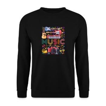Music Instrument Collage Art - Unisex Sweatshirt - black - Front - Alina (178cm) & Michal (187cm)