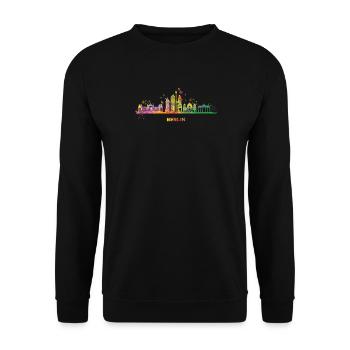 Berlin Skyline Colorful Berliner - Unisex Sweatshirt - black - Front - Alina (178cm) & Michal (187cm)