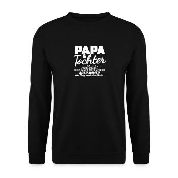 Familie Papa und Tochter Herz und Seele - Unisex Pullover - Schwarz - Vorne - Alina (178cm) & Michal (187cm)