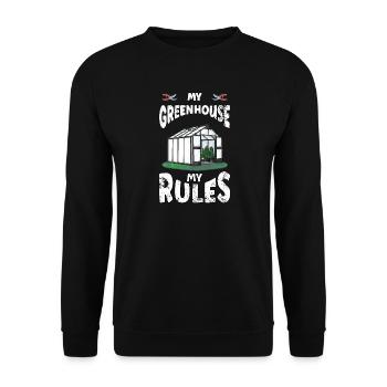 Greenhouse Rules Gardening Gardener - Unisex Sweatshirt - black - Front - Alina (178cm) & Michal (187cm)
