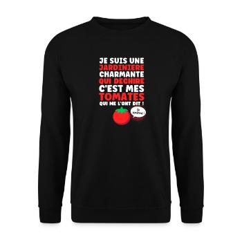 Je suis une Jardinière Charmante qui Déchire - Sweat-shirt Unisexe - noir - Devant - Alina (178cm) & Michal (187cm)