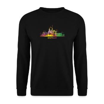 Stuttgart Skyline Bunt Stuttgarter Fernsehturm - Unisex Pullover - Schwarz - Vorne - Alina (178cm) & Michal (187cm)