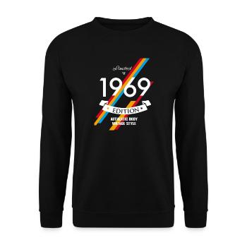 1969 edition birth year gift retro 70s LOL - Unisex Sweatshirt - black - Front - Alina (178cm) & Michal (187cm)