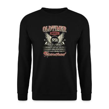 1956 Geboren Geburtstag Oldtimer - Unisex Pullover - Schwarz - Vorne - Alina (178cm) & Michal (187cm)