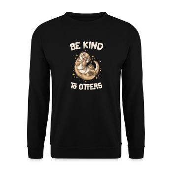 Otter Fan Be Kind To Otters - Unisex Pullover - Schwarz - Vorne - Alina (178cm) & Michal (187cm)