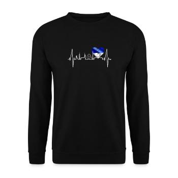 Gelsenkirchen Skyline Herzschlag Fan Herz Liebe - Unisex Pullover - Schwarz - Vorne - Alina (178cm) & Michal (187cm)