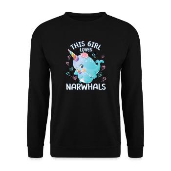Dieses Maedchen Liebt Narwale - Unisex Pullover - Schwarz - Vorne - Alina (178cm) & Michal (187cm)