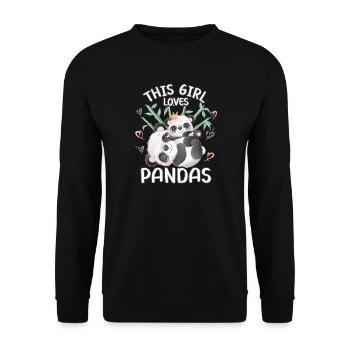 Dieses Maedchen Liebt Pandas - Unisex Pullover - Schwarz - Vorne - Alina (178cm) & Michal (187cm)