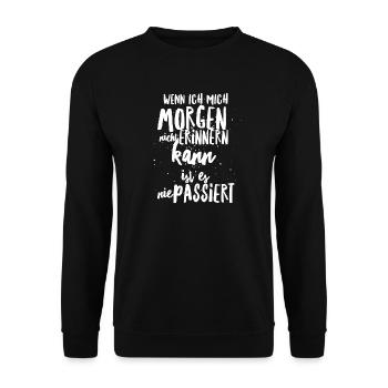 Alkohol Saufspruch Malle Party - Unisex Pullover - Schwarz - Vorne - Alina (178cm) & Michal (187cm)