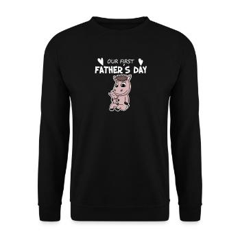 Vatertag - erster Vatertag Geschenk - Unisex Pullover - Schwarz - Vorne - Alina (178cm) & Michal (187cm)