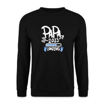 Papa 2023 - Vater 2023 loading Sohn - Unisex Pullover - Schwarz - Vorne - Alina (178cm) & Michal (187cm)