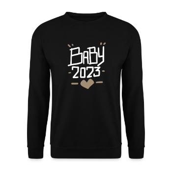 Grossesse Bébé enceinte 2023 - Sweat-shirt Unisexe - noir - Devant - Alina (178cm) & Michal (187cm)