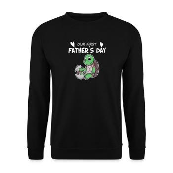 Father's Day Gift - Our First Father's Day - Unisex Sweatshirt - black - Front - Alina (178cm) & Michal (187cm)