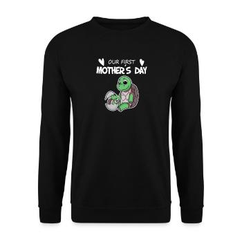 Cadeau de fête des mères - Notre première fête des mères - Sweat-shirt Unisexe - noir - Devant - Alina (178cm) & Michal (187cm)