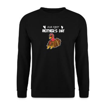 Cadeau de fête des mères - Notre première fête des mères - Sweat-shirt Unisexe - noir - Devant - Alina (178cm) & Michal (187cm)