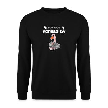 Cadeau de fête des mères - Notre première fête des mères - Sweat-shirt Unisexe - noir - Devant - Alina (178cm) & Michal (187cm)