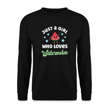 Pastèque Kawaii Melon - Sweat-shirt Unisexe - noir - Devant - Alina (178cm) & Michal (187cm)