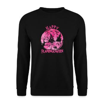 Flamingoween Flamingo avec balai - Sweat-shirt Unisexe - noir - Devant - Alina (178cm) & Michal (187cm)