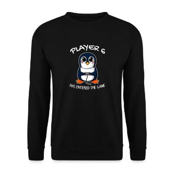 Spieler 6 hat das Spiel Betreten Baby - Unisex Pullover - Schwarz - Vorne - Alina (178cm) & Michal (187cm)