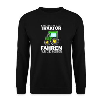 Traktor Trecker Spruch - Unisex Pullover - Schwarz - Vorne - Alina (178cm) & Michal (187cm)