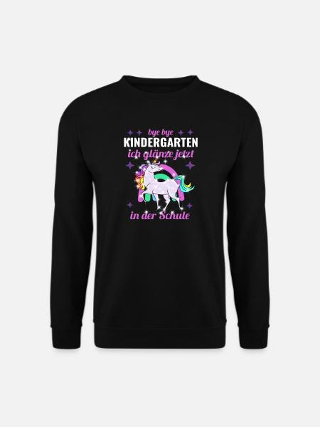 Bye Bye Kindergarten Glitzer Einhorn Einschulung - Unisex Pullover - Schwarz