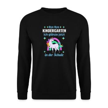 Bye Bye Kindergarten Glitter Unicorn Enrollment - Unisex Sweatshirt - black - Front - Alina (178cm) & Michal (187cm)