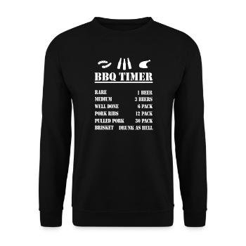 BBQ TIMER Grillen Lustige Grill - Unisex Pullover - Schwarz - Vorne - Alina (178cm) & Michal (187cm)