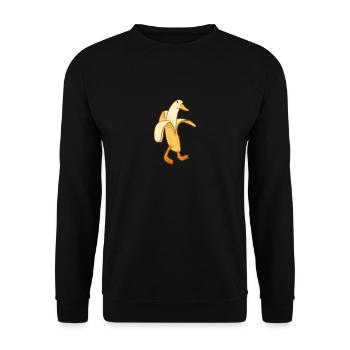Gans lustige Bilder Gans mein Humor Gans Banane - Unisex Pullover - Schwarz - Vorne - Alina (178cm) & Michal (187cm)