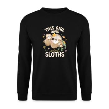 Dieses Maedchen Liebt Faultiere - Unisex Pullover - Schwarz - Vorne - Alina (178cm) & Michal (187cm)