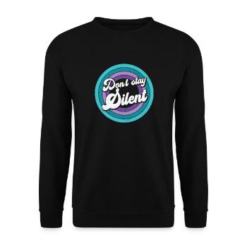 Don't Stay Silent Mental Health Message - Unisex Sweatshirt - black - Front - Alina (178cm) & Michal (187cm)