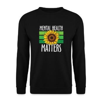 Mental Health Matters Green Sunflower - Unisex Sweatshirt - black - Front - Alina (178cm) & Michal (187cm)