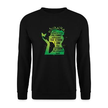 Mental Health Green Butterfly - Unisex Sweatshirt - black - Front - Alina (178cm) & Michal (187cm)