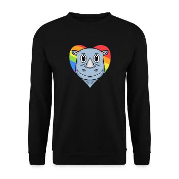 Nashorn Lgbt Regenbogen Farben - Unisex Pullover - Schwarz - Vorne - Alina (178cm) & Michal (187cm)