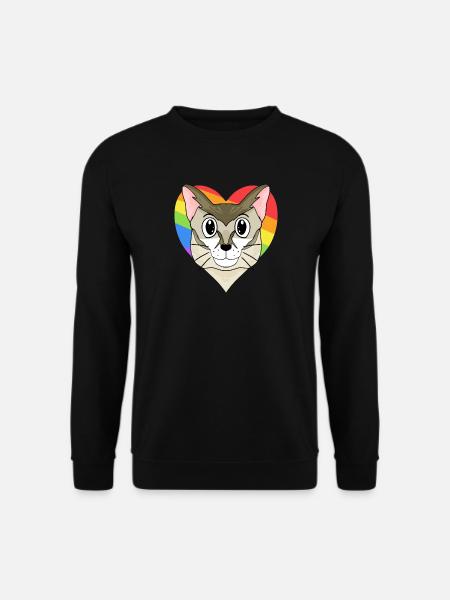 Singapura Katze - Regenbogen Herz - Unisex Pullover - Schwarz