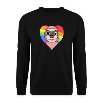 LGBT Tier Faultier Regenbogen - Unisex Pullover - Schwarz - Vorne - Alina (178cm) & Michal (187cm)