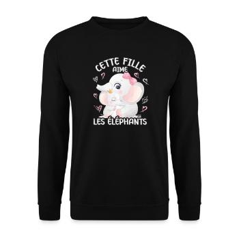 Dieses Mädchen Liebt Elefanten - Unisex Pullover - Schwarz - Vorne - Alina (178cm) & Michal (187cm)