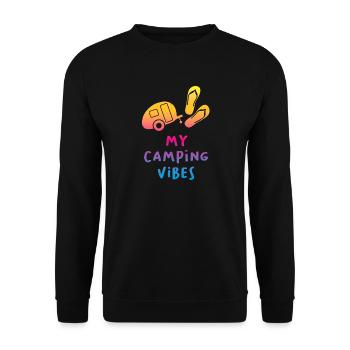Camping Vibes Quote Caravan Motorhome Course Fan - Unisex Sweatshirt - black - Front - Alina (178cm) & Michal (187cm)