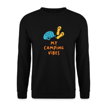 Camping Vibes Quote Caravan Wohnmobil Van Life Fun - Unisex Pullover - Schwarz - Vorne - Alina (178cm) & Michal (187cm)