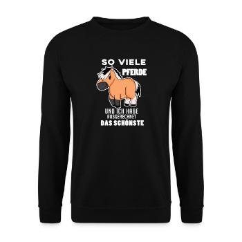 Norwegisches Fjordpferd Pferd Hauspferd - Unisex Pullover - Schwarz - Vorne - Alina (178cm) & Michal (187cm)