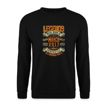 2017 März Geburtstag Legende - Unisex Pullover - Schwarz - Vorne - Alina (178cm) & Michal (187cm)