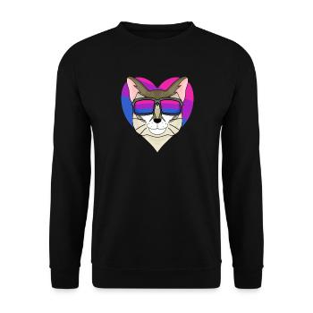 Chat Bisexuel Singapura - Chat avec lunettes - Sweat-shirt Unisexe - noir - Devant - Alina (178cm) & Michal (187cm)