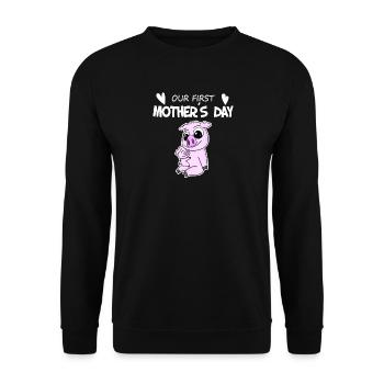 Cadeau de fête des mères - Notre première fête des mères - Sweat-shirt Unisexe - noir - Devant - Alina (178cm) & Michal (187cm)