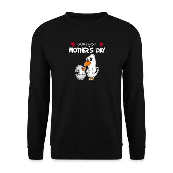 Cadeau de fête des mères - Notre première fête des mères - Sweat-shirt Unisexe - noir - Devant - Alina (178cm) & Michal (187cm)