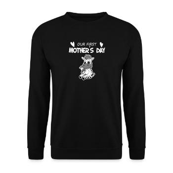 Cadeau de fête des mères - Notre première fête des mères - Sweat-shirt Unisexe - noir - Devant - Alina (178cm) & Michal (187cm)