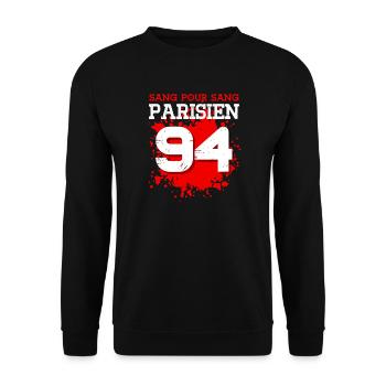 Sang Pour Sang Parisien - 94 - Sweat-shirt Unisexe - noir - Devant - Alina (178cm) & Michal (187cm)