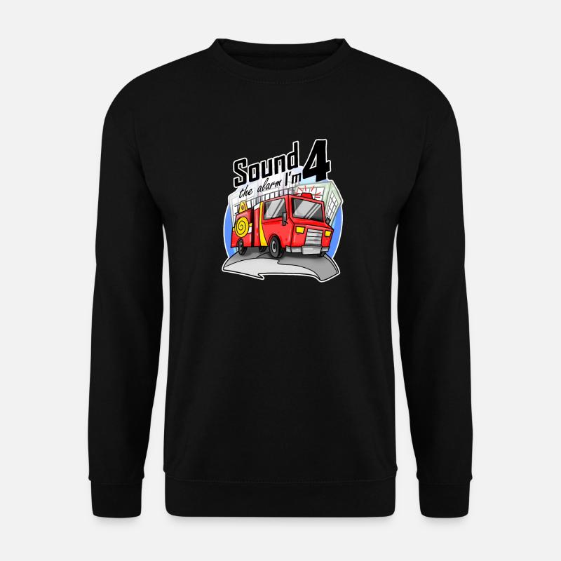 4 Jahre alt Junge Feuerwehr Feuerwehrauto Auto - Unisex Pullover - Schwarz