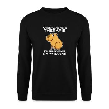 Capybara Wasserschwein - Unisex Pullover - Schwarz - Vorne - Alina (178cm) & Michal (187cm)