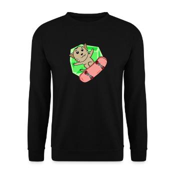 Cat Abyssinian cat as skater with skateboard - Unisex Sweatshirt - black - Front - Alina (178cm) & Michal (187cm)