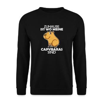 Capybara Wasserschwein - Unisex Pullover - Schwarz - Vorne - Alina (178cm) & Michal (187cm)